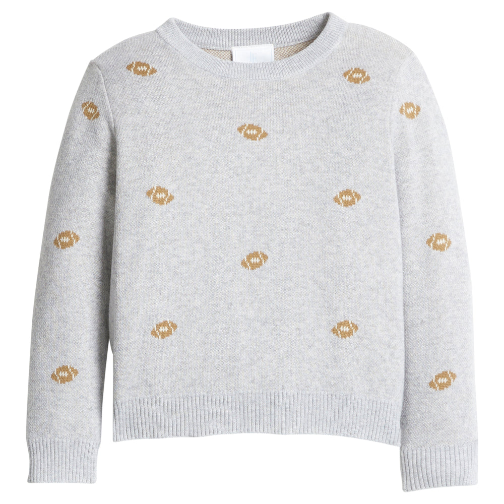 little english classic children's clothing gray sweater with all over football motif for boys 