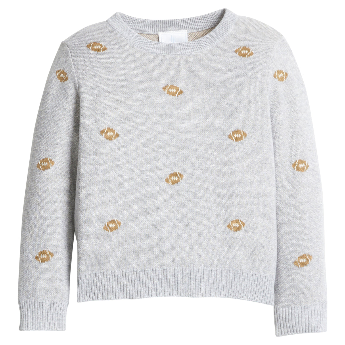 little english classic children's clothing gray sweater with all over football motif for boys 