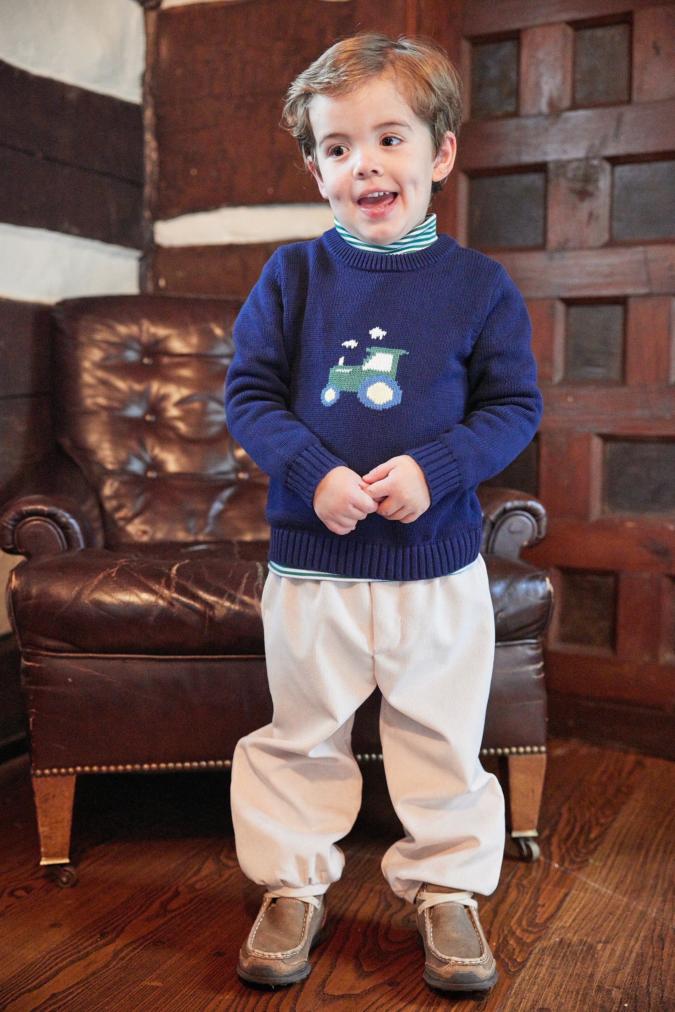 Banded Pant in Stone Corduroy