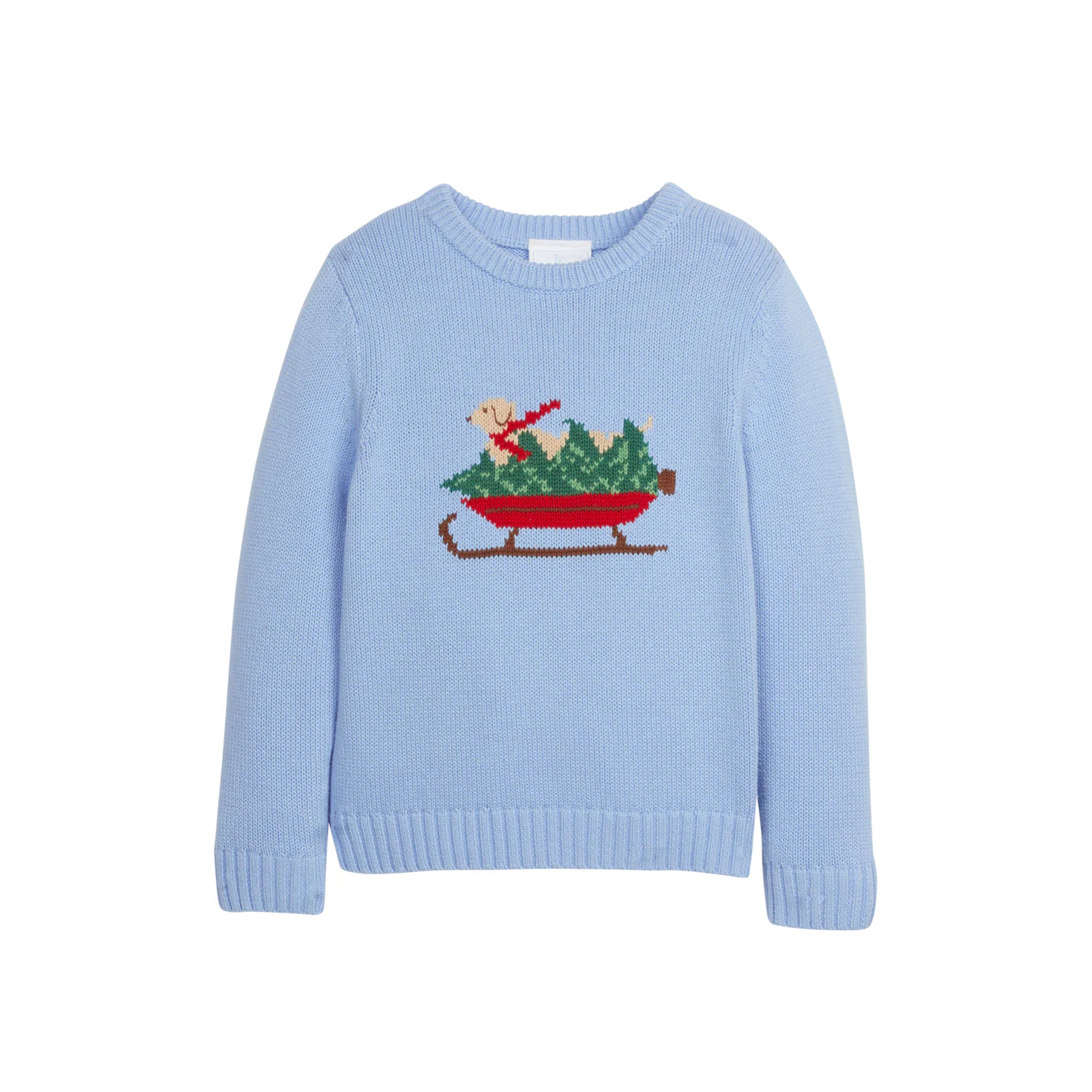 Intarsia Sweater in Blue Holiday Lab