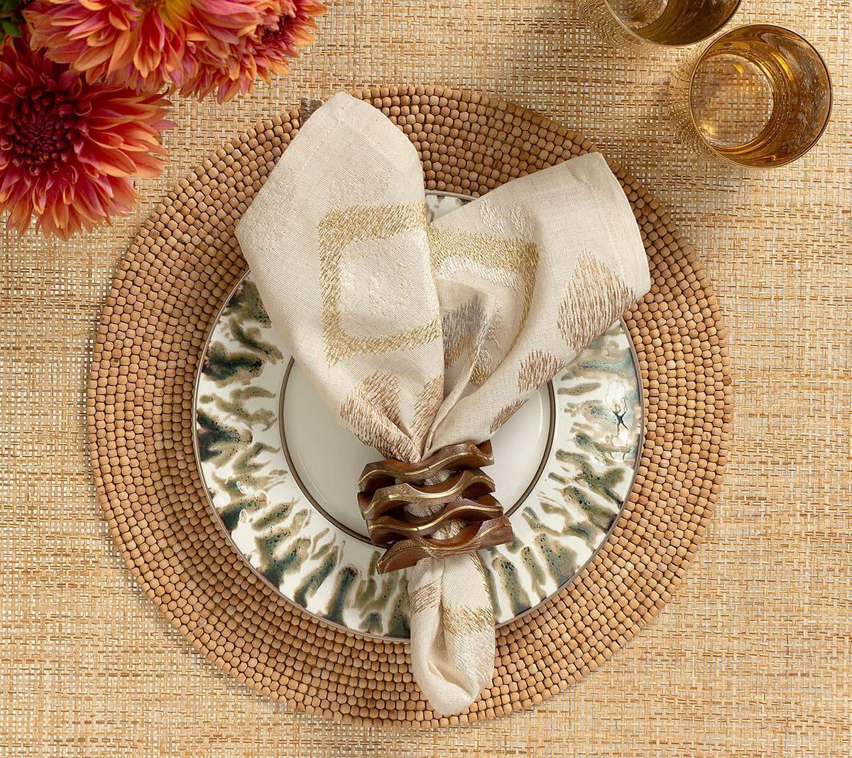 Wood Round Placemat in Natural, Set of 4
