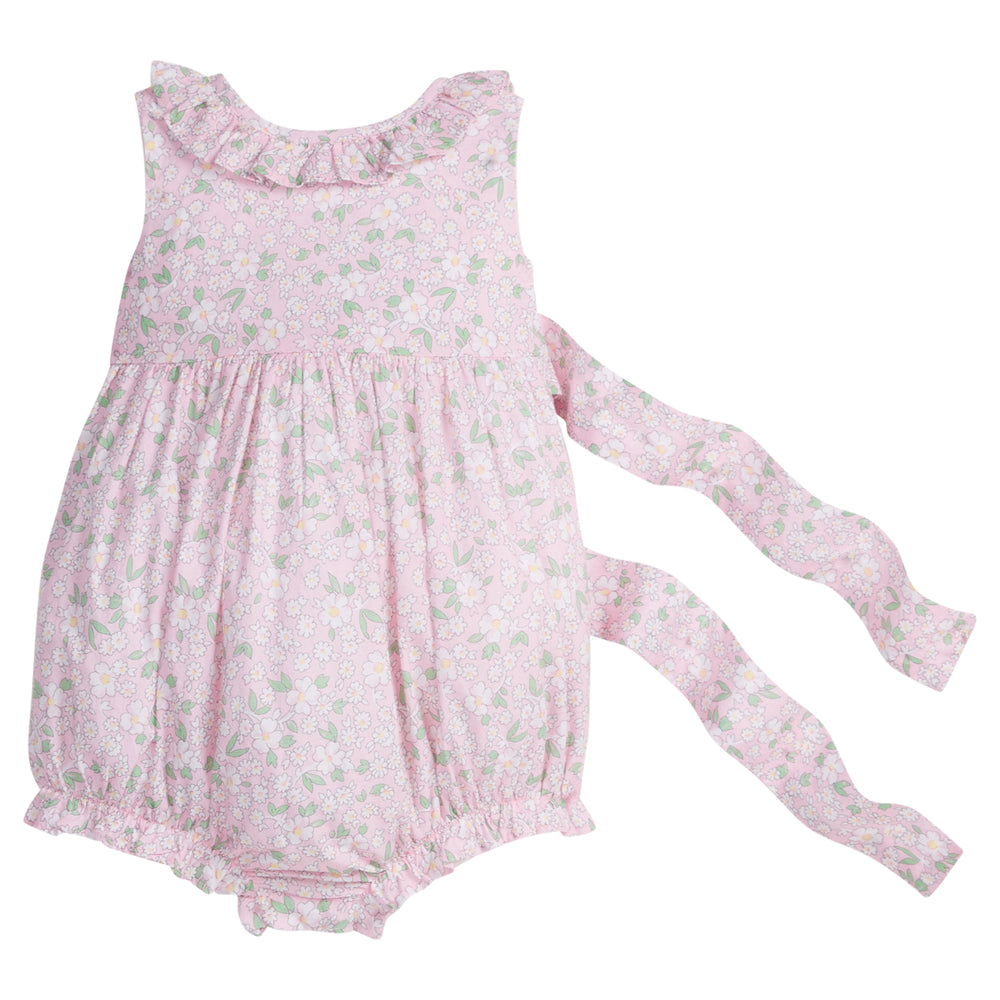 Little English traditional children's clothing.  Light pink floral bubble for baby girl for Spring