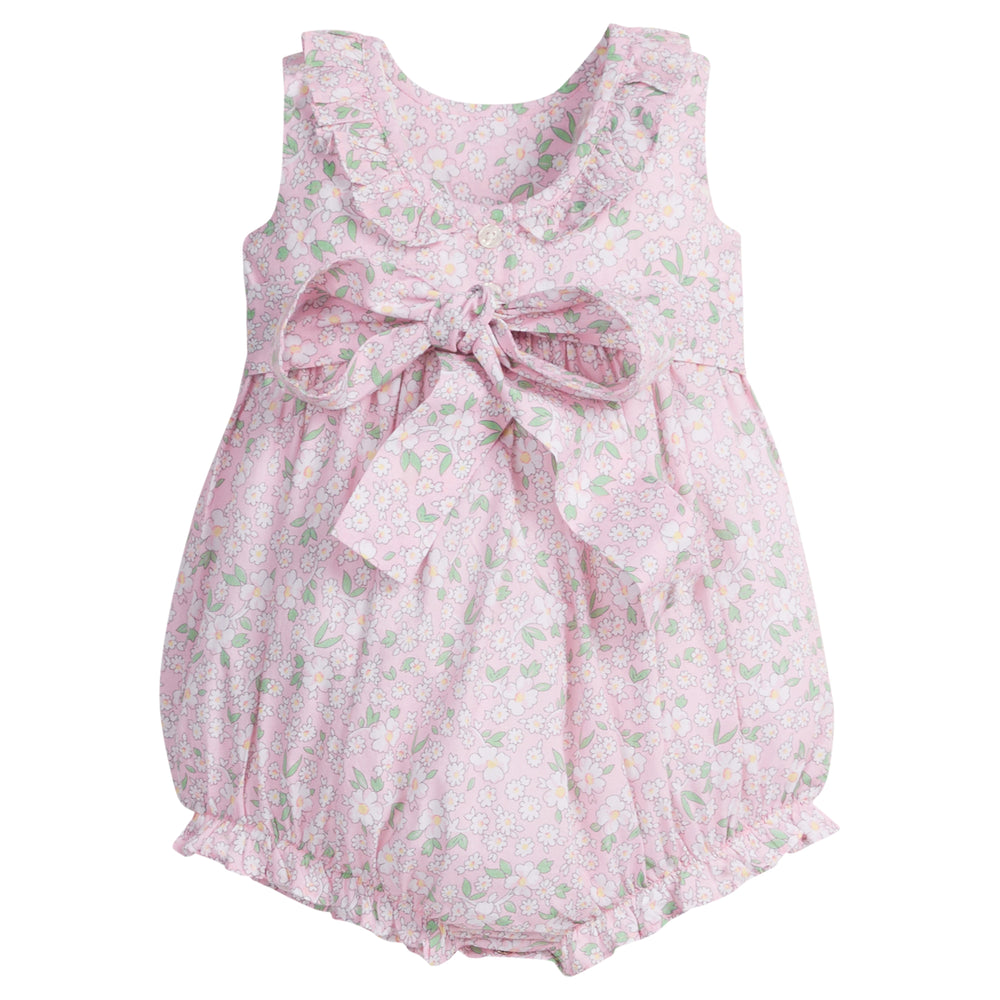 Little English traditional children's clothing.  Light pink floral bubble for baby girl for Spring