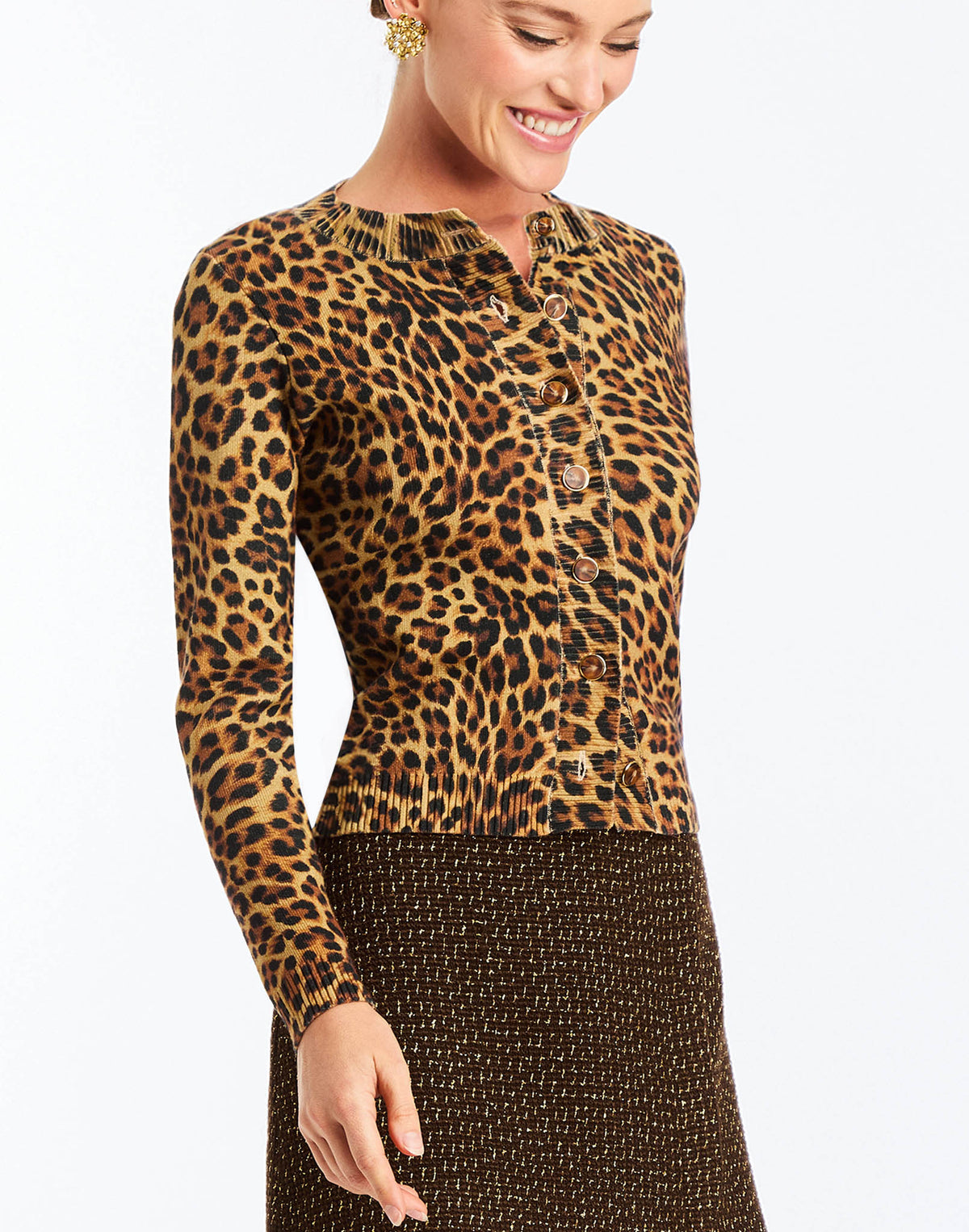 Isabel Cardigan in Leopard Brown