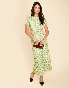 Demi Midi Skirt in Evergreen Lattice