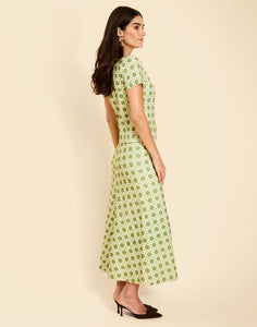 Demi Midi Skirt in Evergreen Lattice