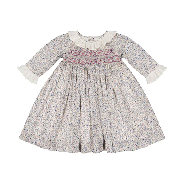 smocked baby girl dresses Isadora Floral Long Sleeve Smocked Dress 3T