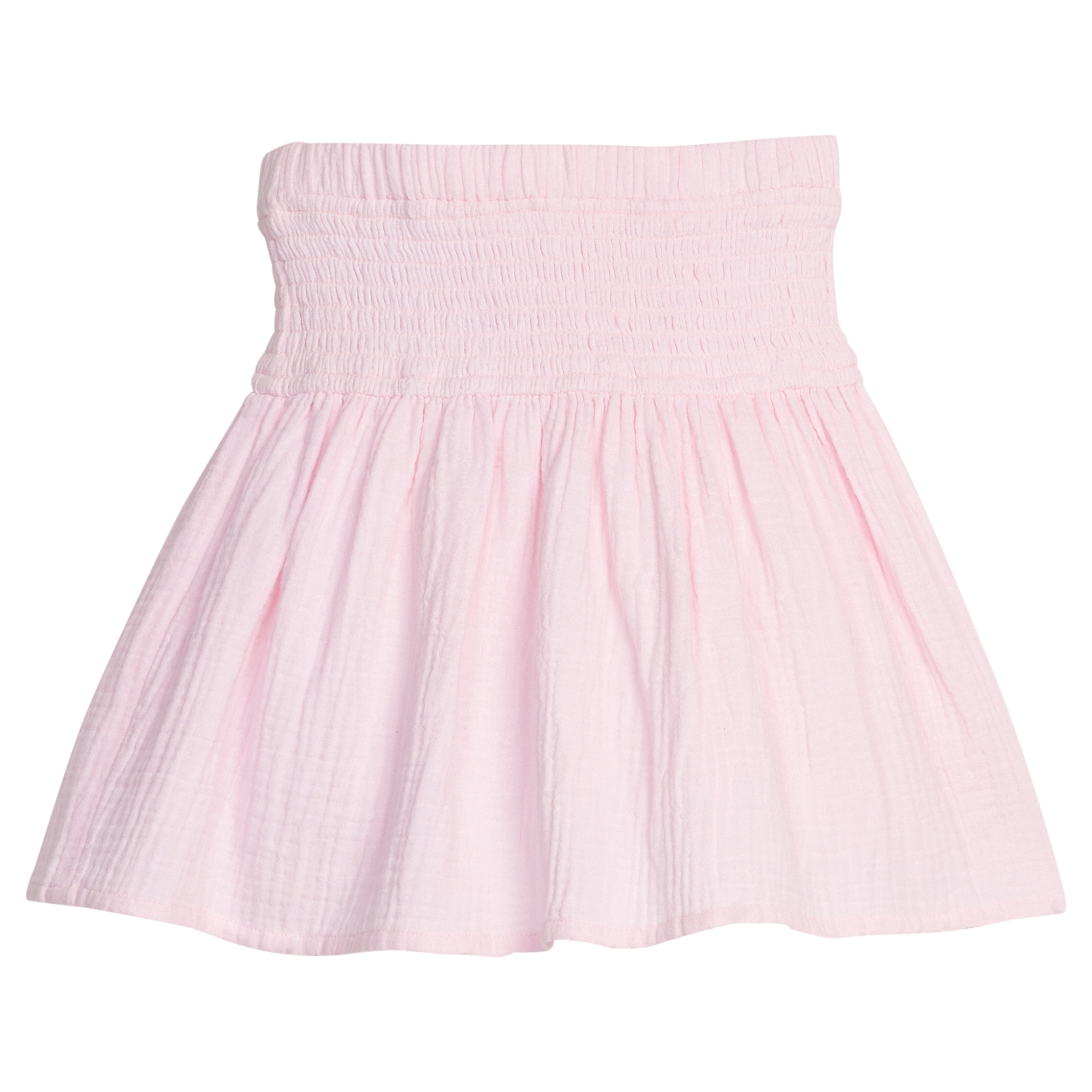 Little English classic isla skirt in jaipur pink with smocked waistband, for little girl 
