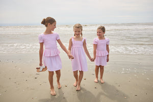 Little English classic isla skirt in jaipur pink with smocked waistband, for little girl 