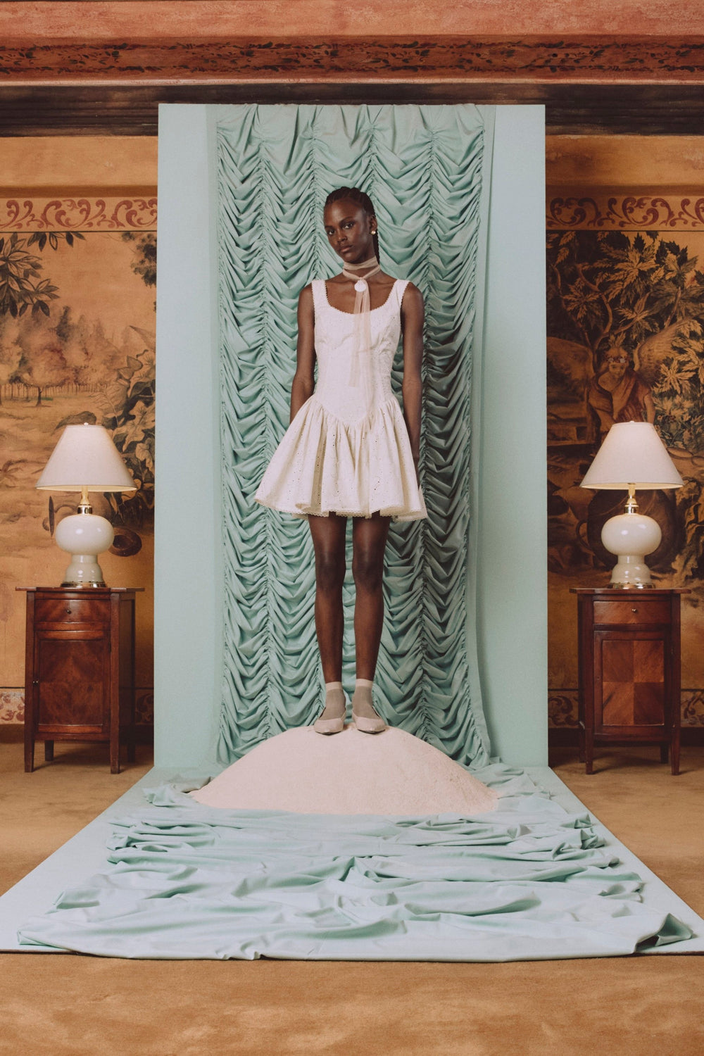 Pluma Mini Dress in Eyelet Playa