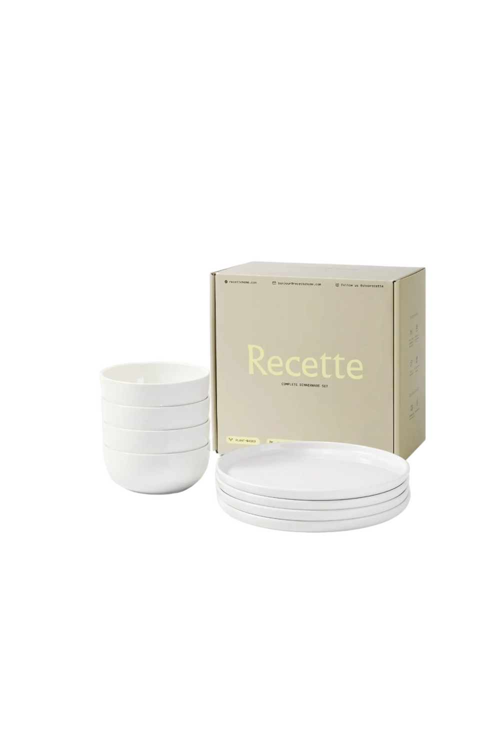 Plate and Bowl Set in Ivory