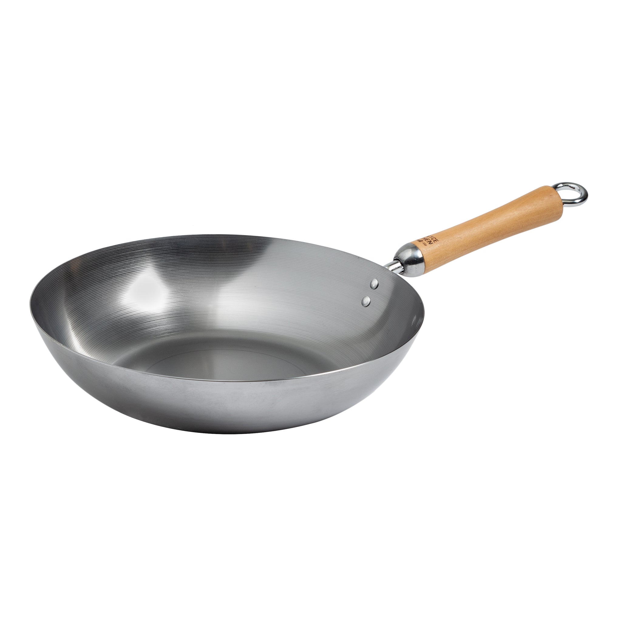 Classic Series Uncoated Carbon Steel Stir Fry Pan with Birch Handle in Silver