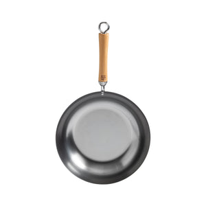Classic Series Uncoated Carbon Steel Stir Fry Pan with Birch Handle in Silver