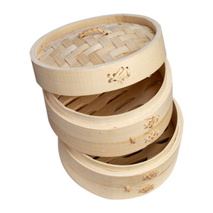 2-Tier Bamboo Steamer Baskets in Natural