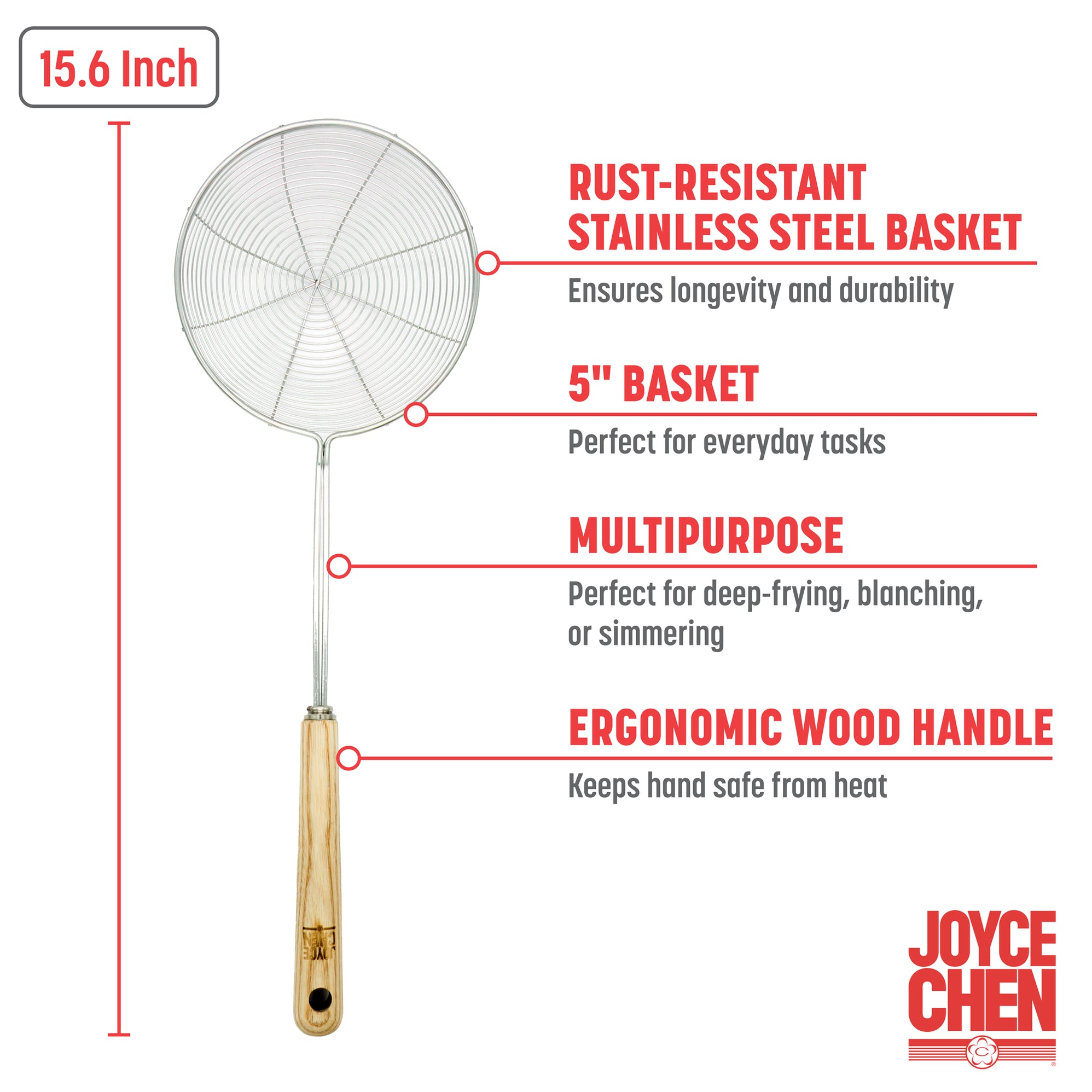 Deluxe Stainless Steel Spider Strainer in Natural