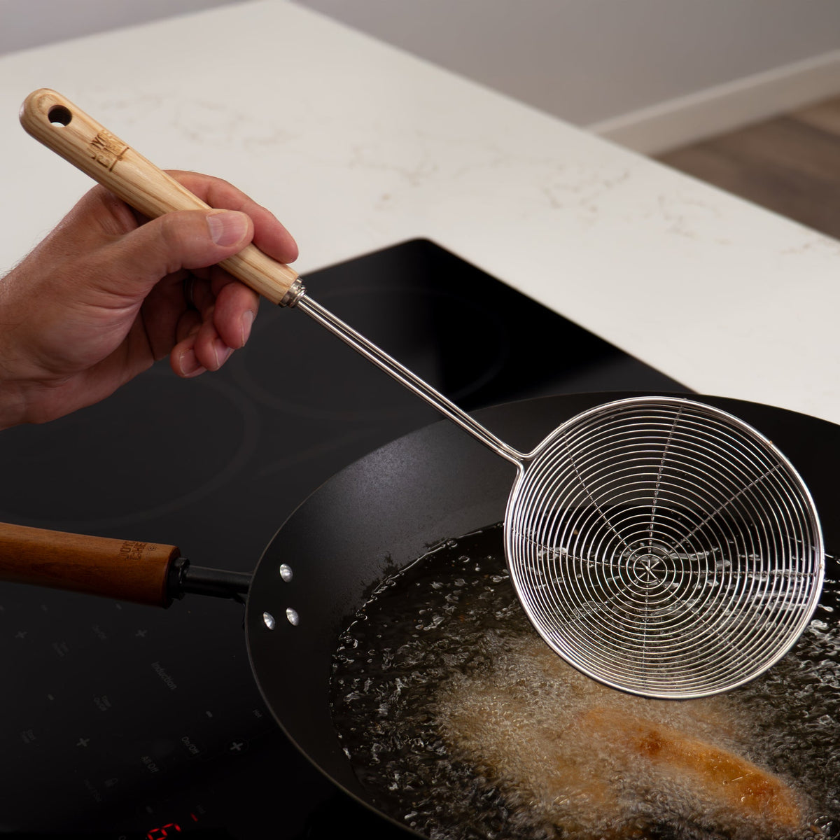 Deluxe Stainless Steel Spider Strainer in Natural