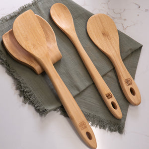 Burnished Bamboo Wok Utensils Stir Fry Set in Natural, Set of 3