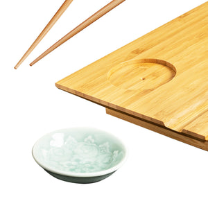 Burnished Bamboo Sushi Board Set in Natural