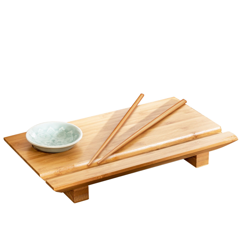 Burnished Bamboo Sushi Board Set in Natural