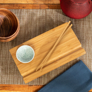 Burnished Bamboo Sushi Board Set in Natural