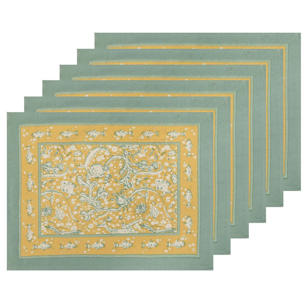 La Mer Mats in Aqua & Citrine, Set of 6