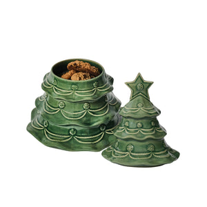 Berry & Thread Christmas Tree Cookie Jar With Lid in Basil
