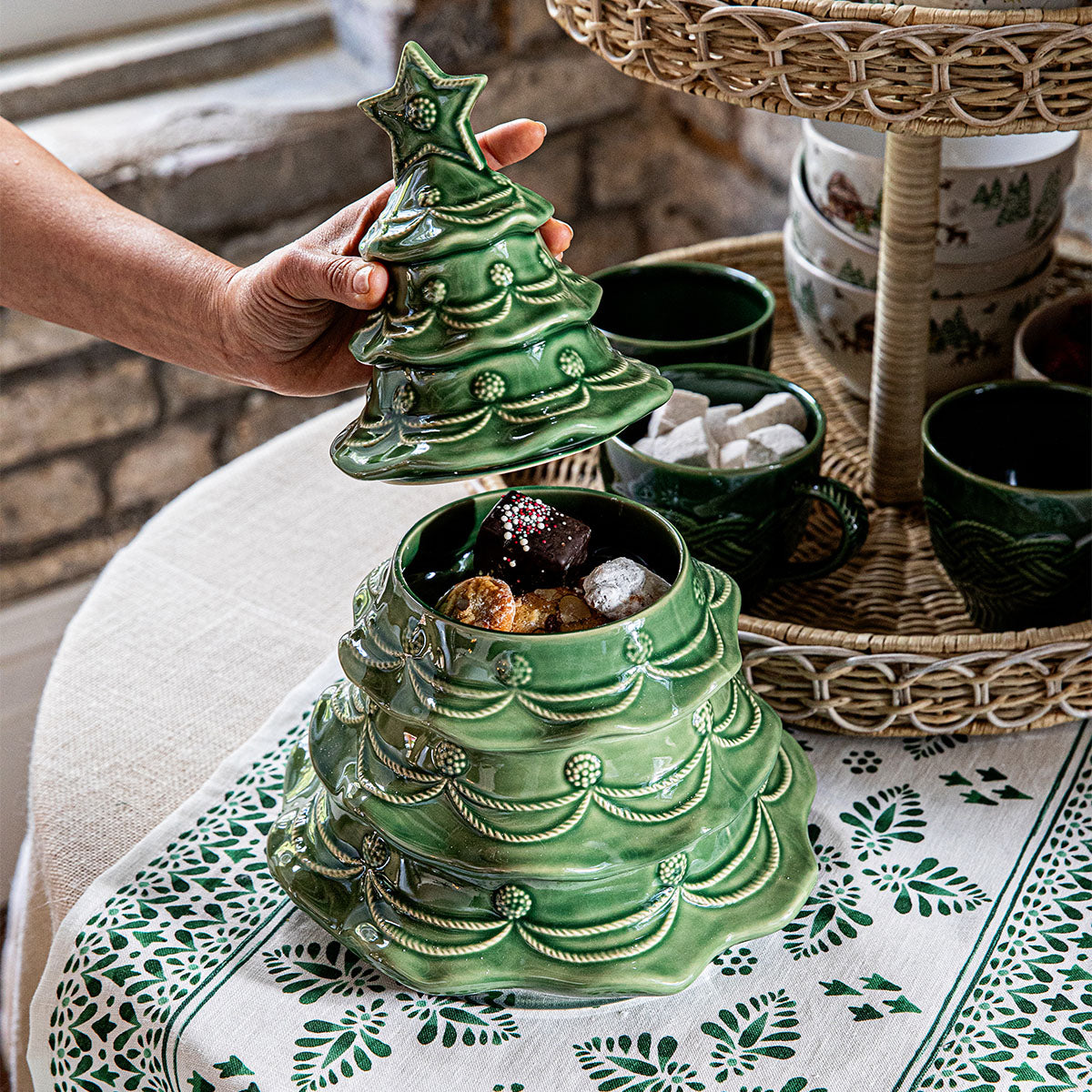 Berry & Thread Christmas Tree Cookie Jar With Lid in Basil