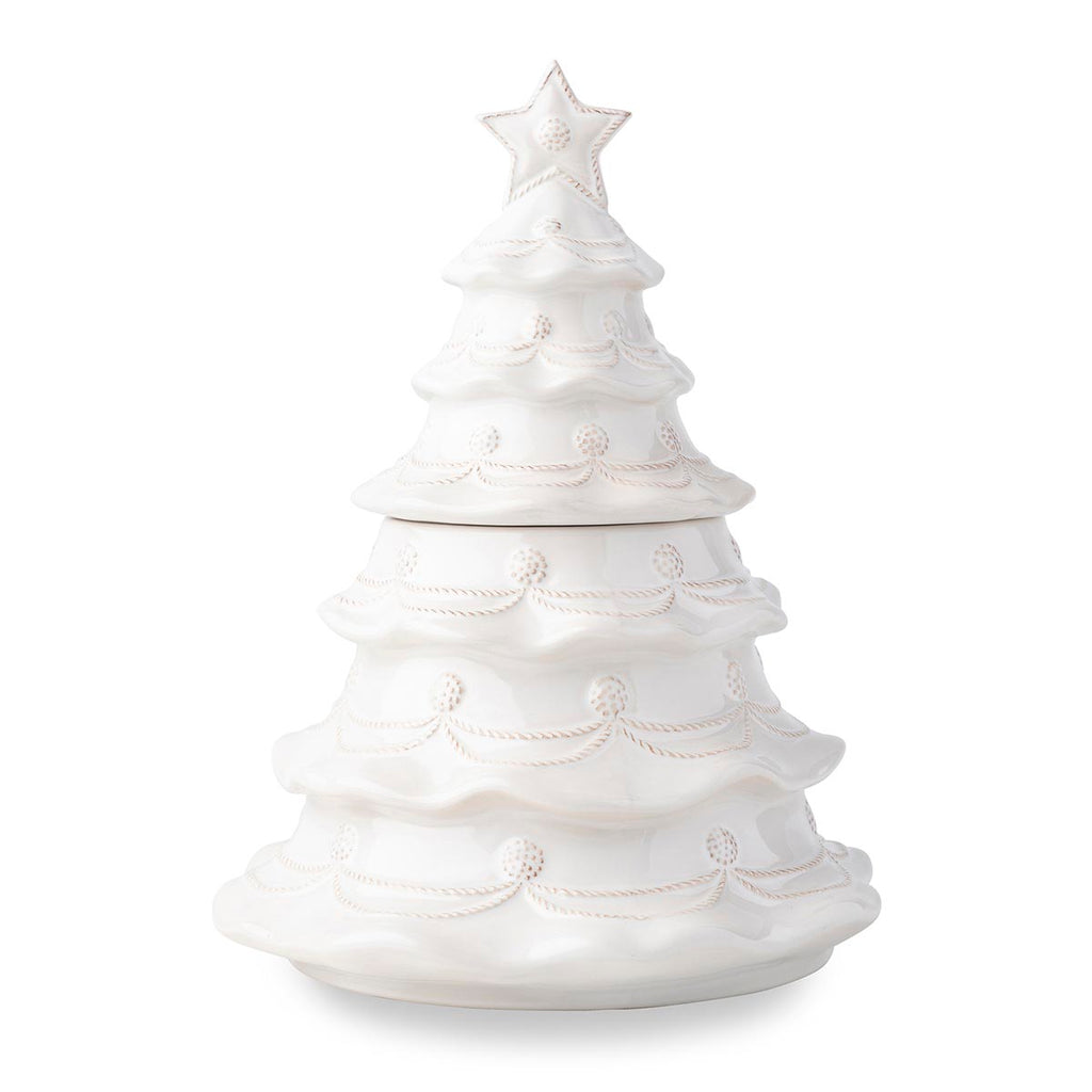 Berry & Thread Christmas Tree Cookie Jar with Lid in Whitewash