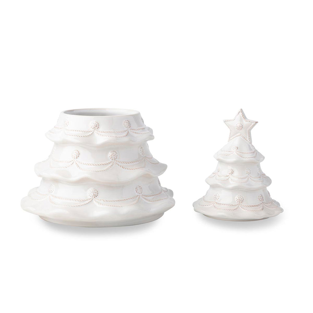 Berry & Thread Christmas Tree Cookie Jar with Lid in Whitewash