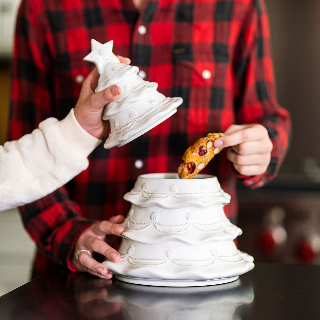 Berry & Thread Christmas Tree Cookie Jar with Lid in Whitewash