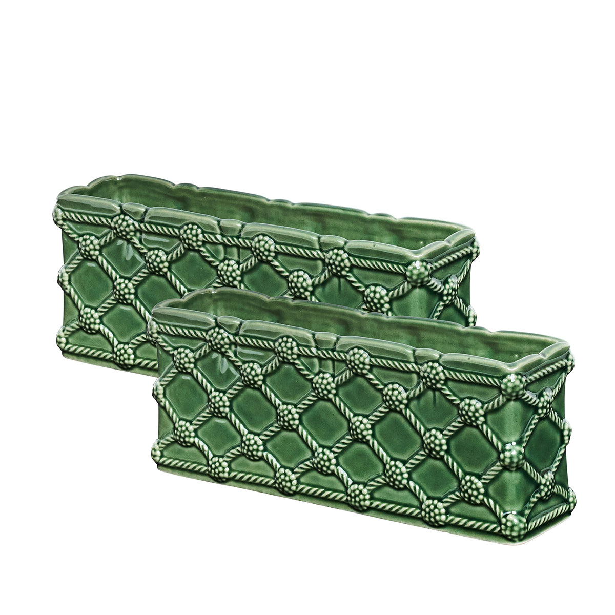 Berry & Thread Petite Parterre Garden 8" Planter in Basil, Set of 2