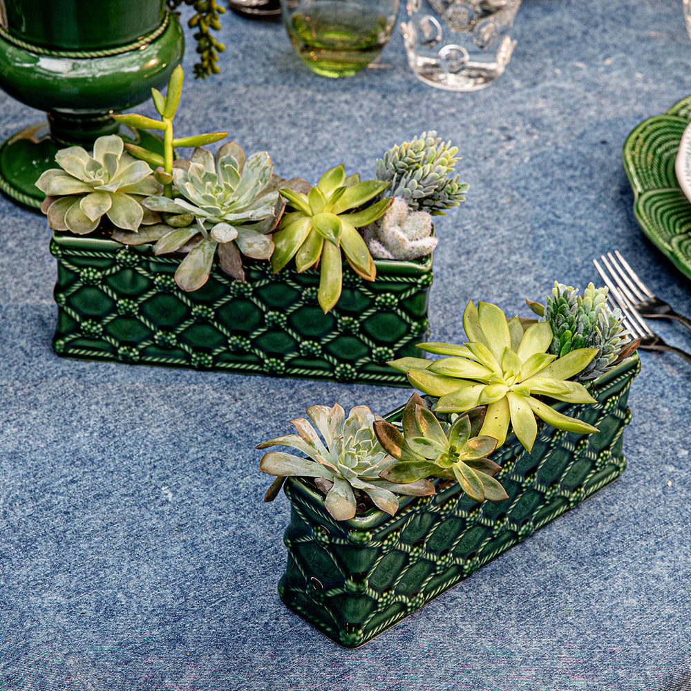 Berry & Thread Petite Parterre Garden 8" Planter in Basil, Set of 2