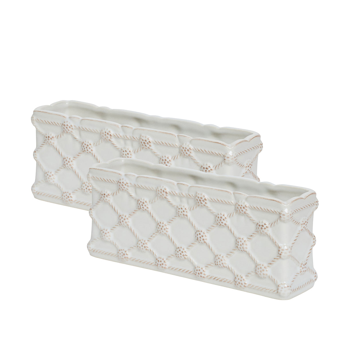 Berry & Thread Petite Parterre Garden 8" Planter in Whitewash, Set of 2