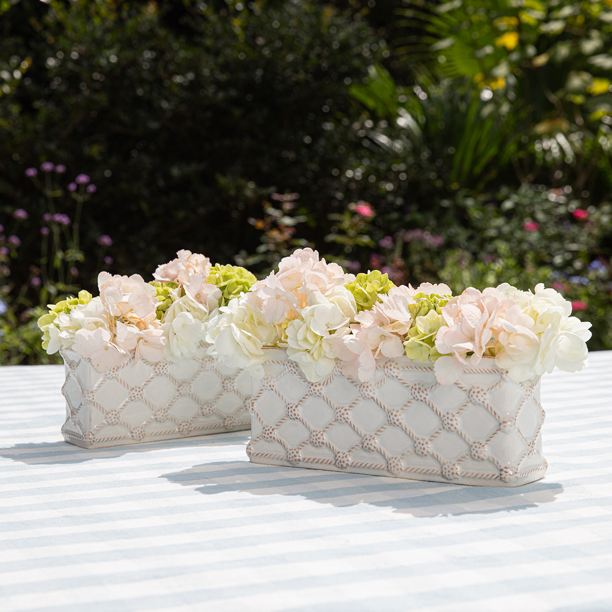 Berry & Thread Petite Parterre Garden 8" Planter in Whitewash, Set of 2