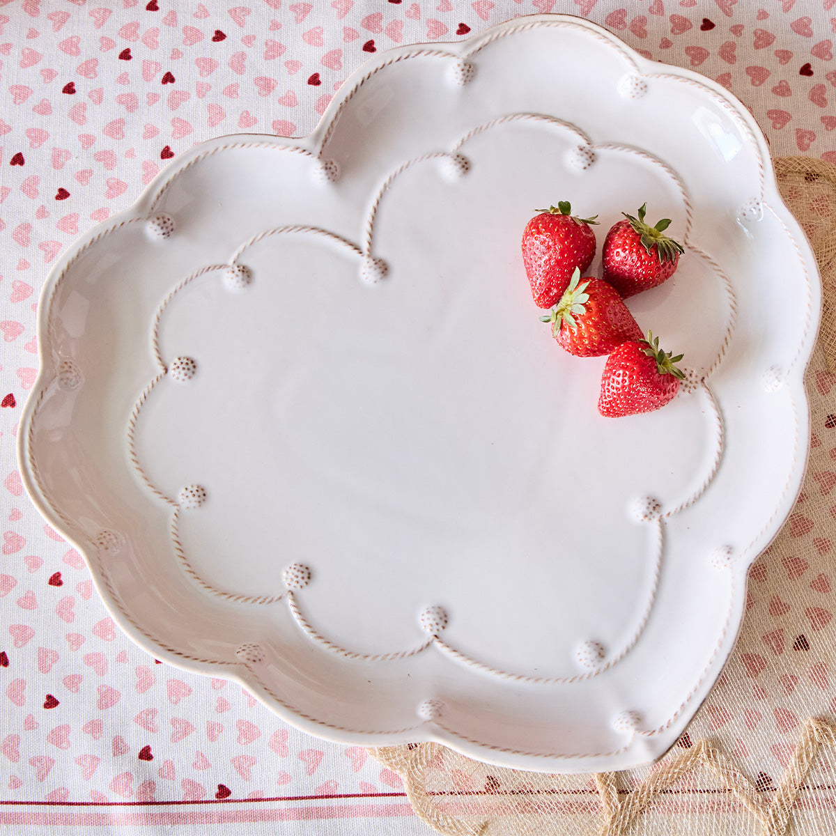Berry & Thread 15" Heart Platter in Whitewash