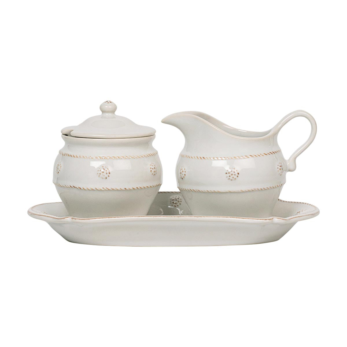 Berry & Thread Sugar and Creamer Whitewash, Set of 3