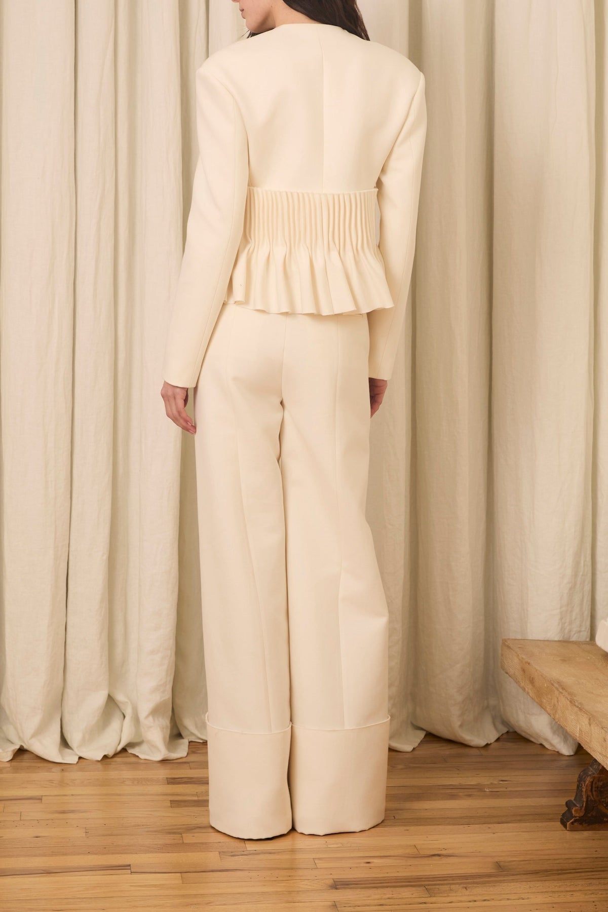 Jane Peplum Blazer in Wool & Cotton