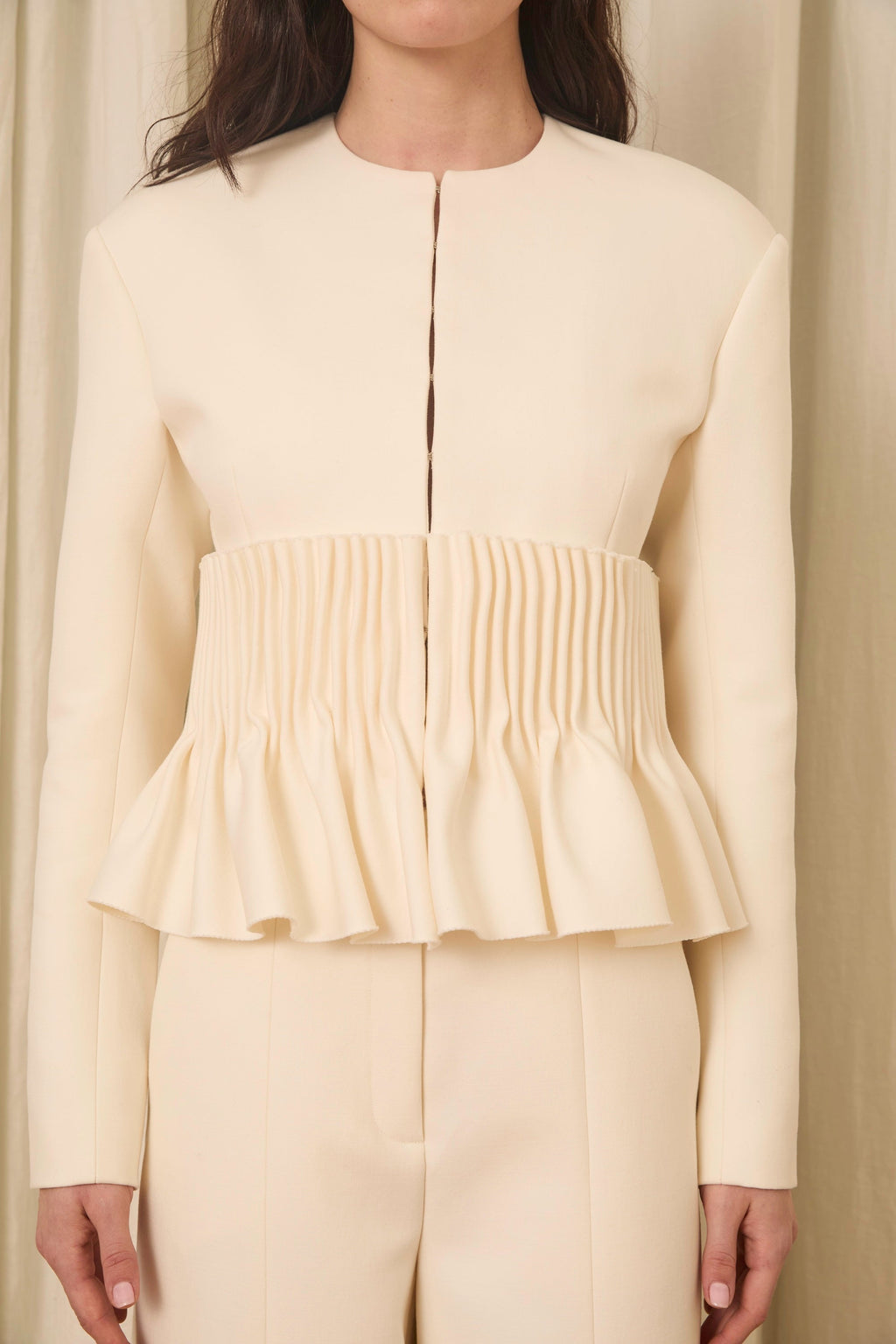 Jane Peplum Blazer in Wool & Cotton