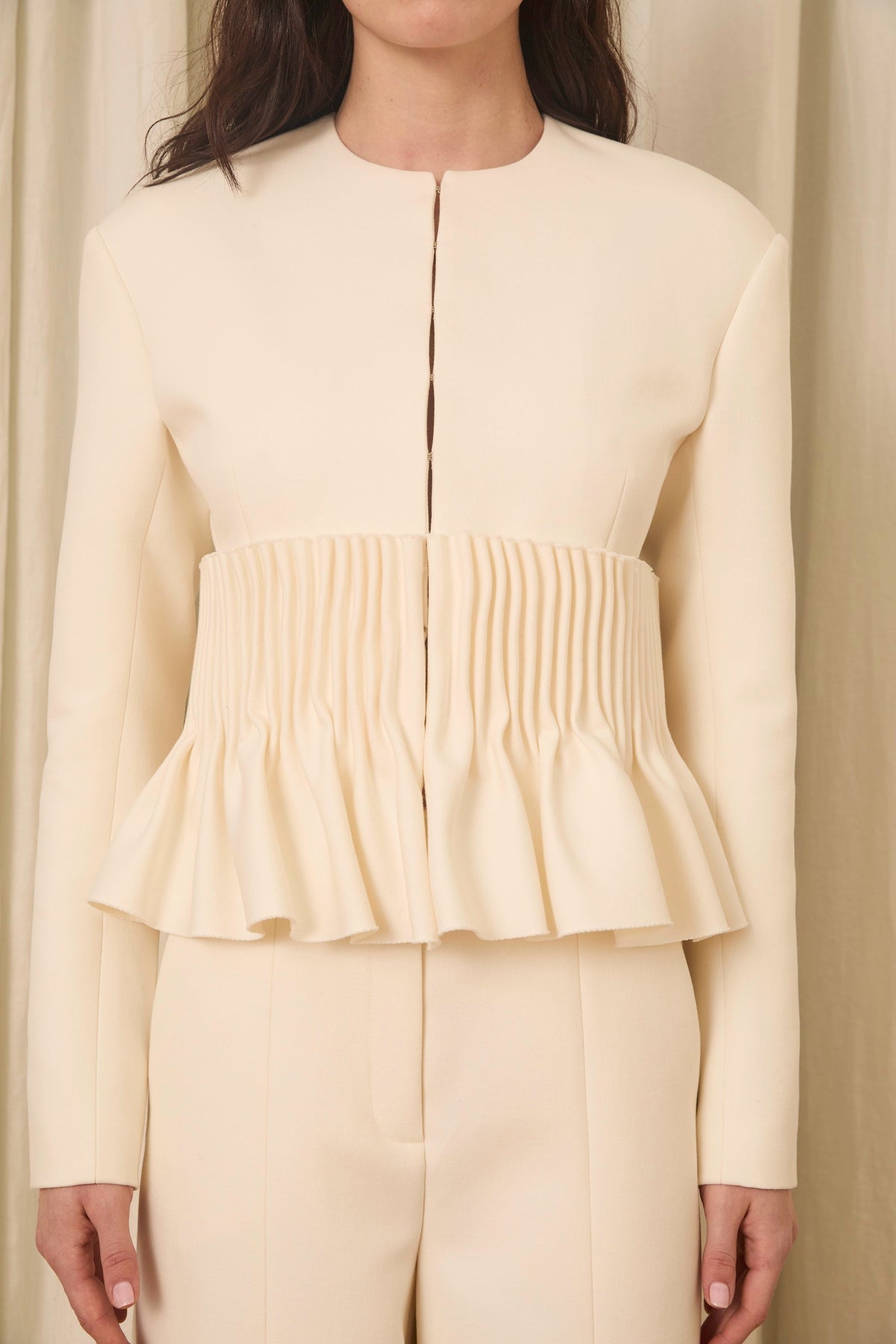 Jane Peplum Blazer in Wool & Cotton