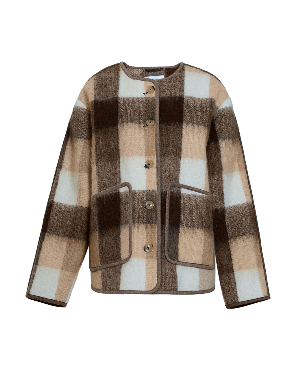 Janet Jacket in Pearl/Camel Plaid