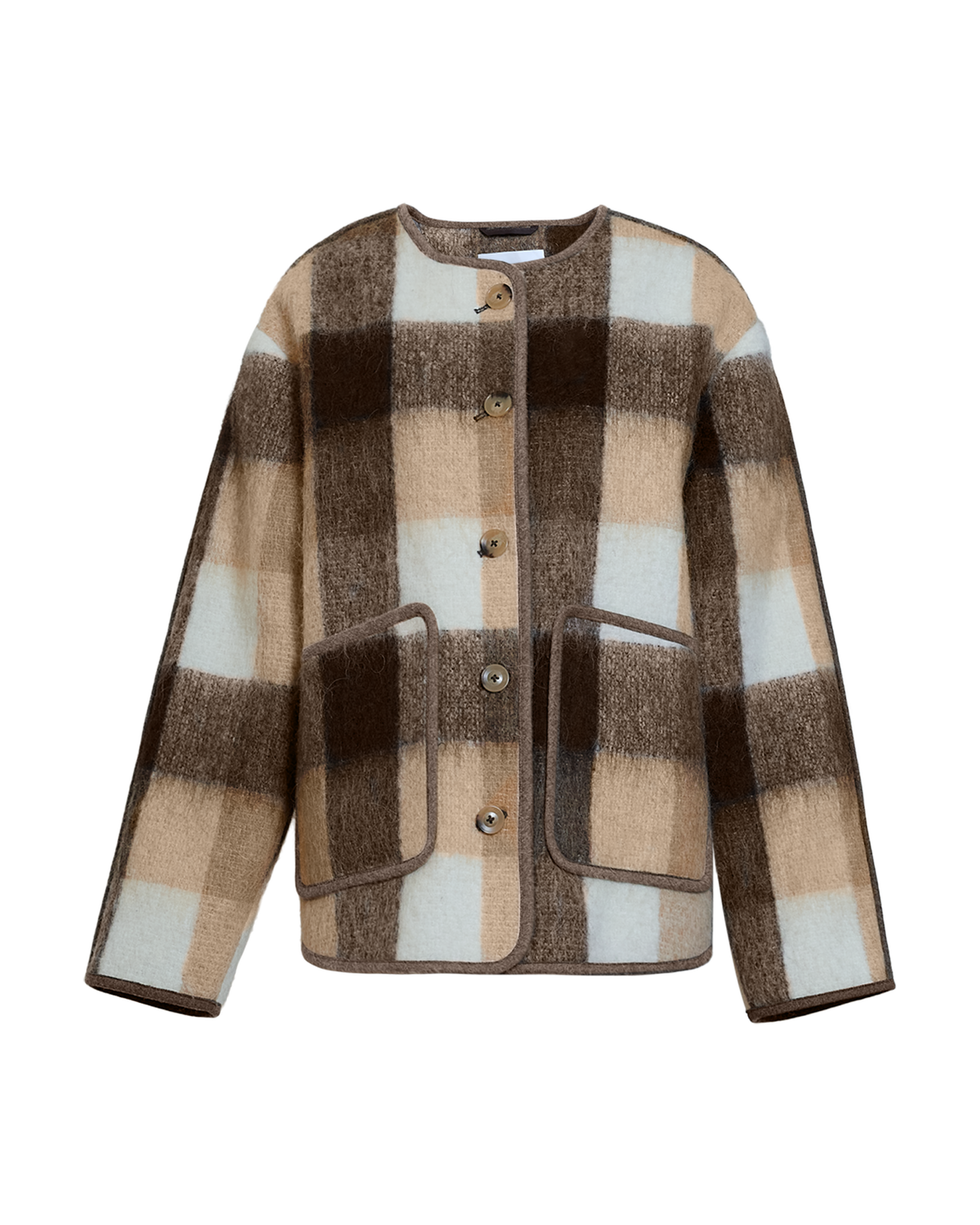 Janet Jacket in Pearl/Camel Plaid