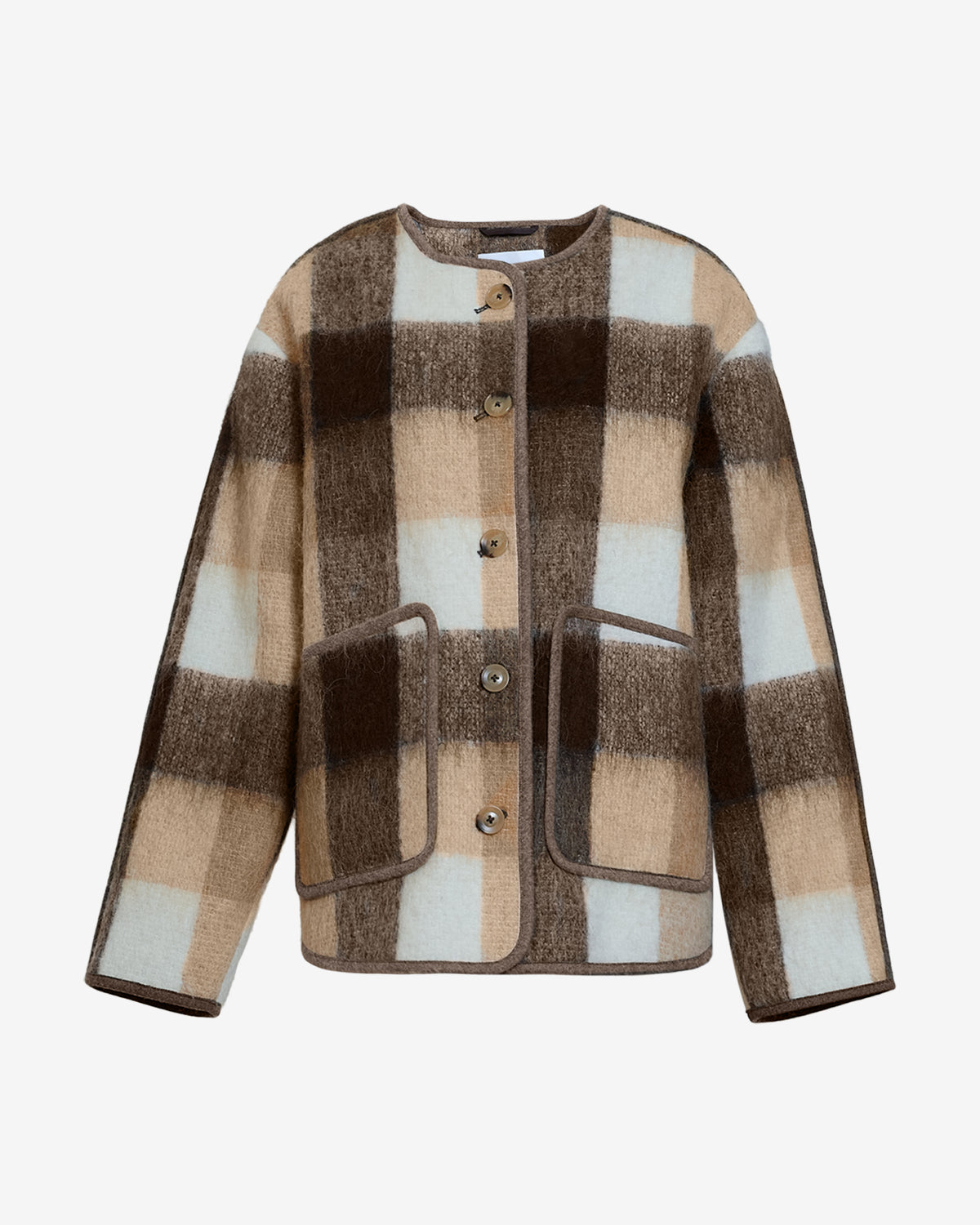 Janet Jacket in Pearl/Camel Plaid