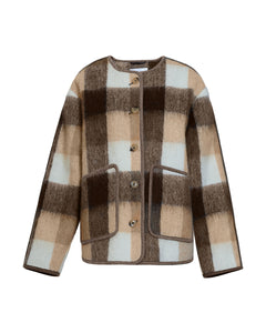 Janet Jacket in Pearl/Camel Plaid