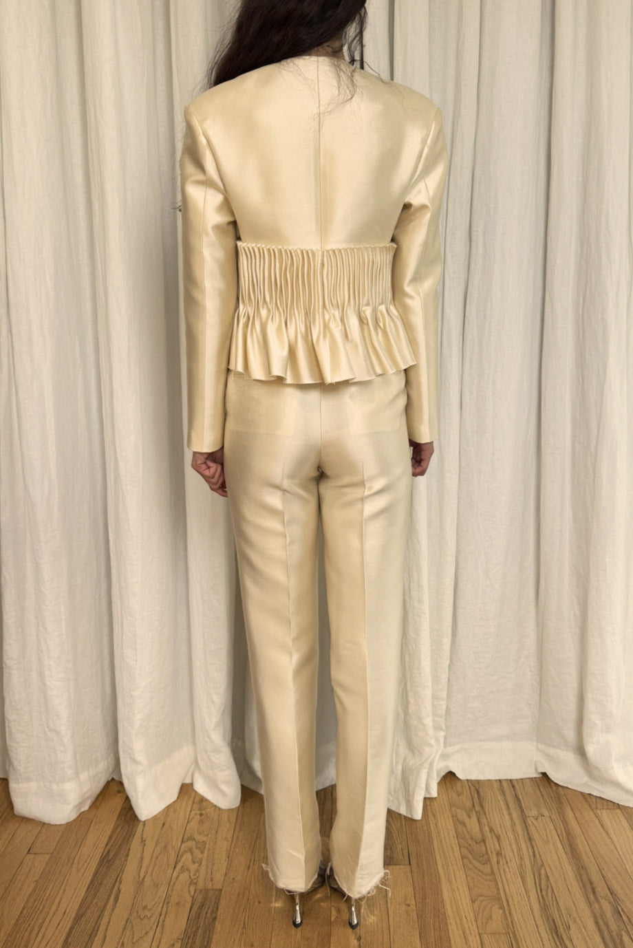 Jane Peplum Blazer in Silk & Wool