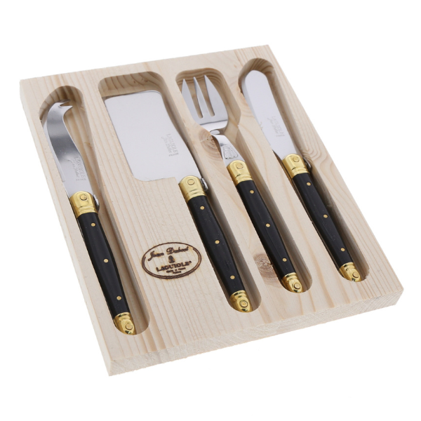 Mini Cheese Set in Black & Brass, Set of 4
