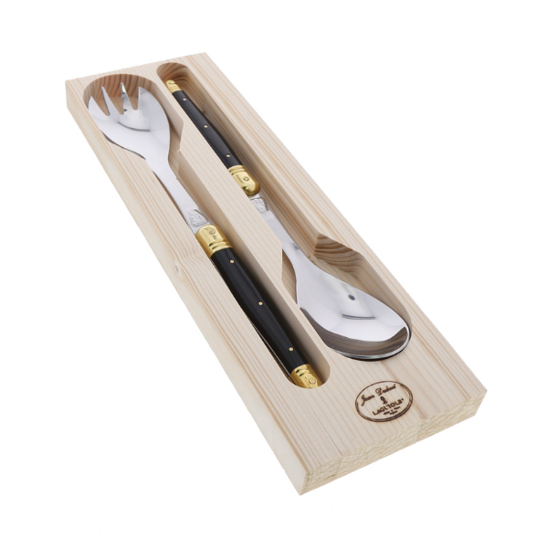 Salad Servers in Black & Brass