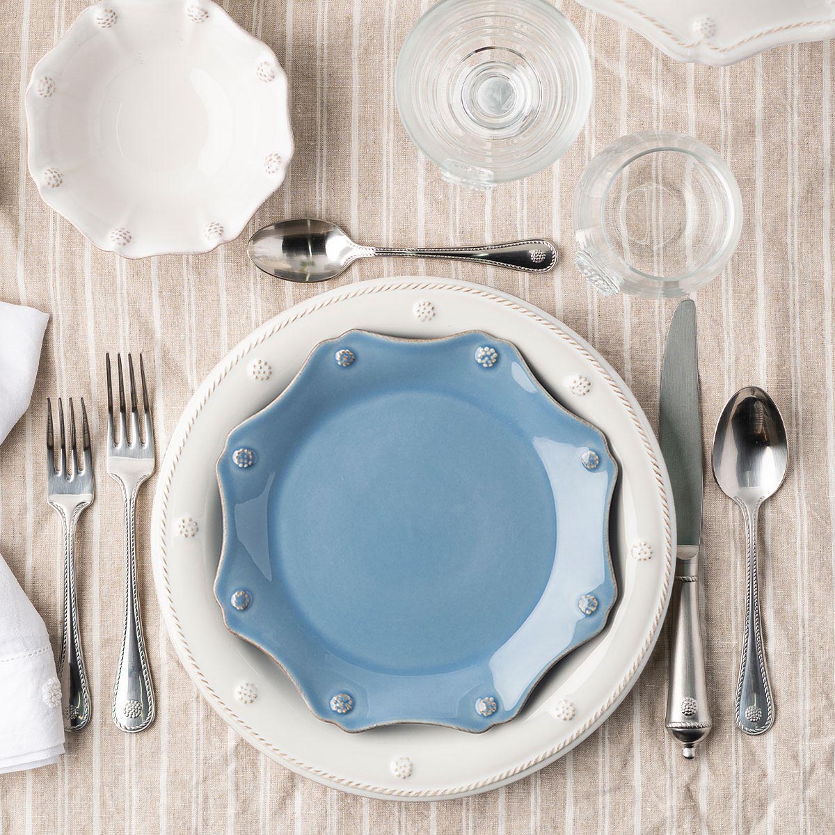 Berry & Thread Scalloped Dessert/Salad Plate in Chambray