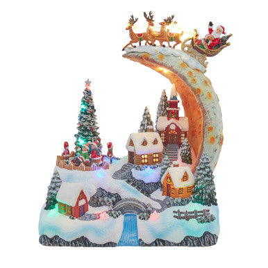 Kurt Adler 11" Battery Operated Lighted USB Santa On Sled With Deer Table Piece