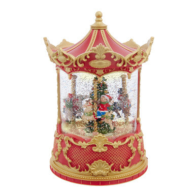 Kurt Adler 8.5" Battery Operated Lighted USB Carousel & Swirling Glitter Lantern
