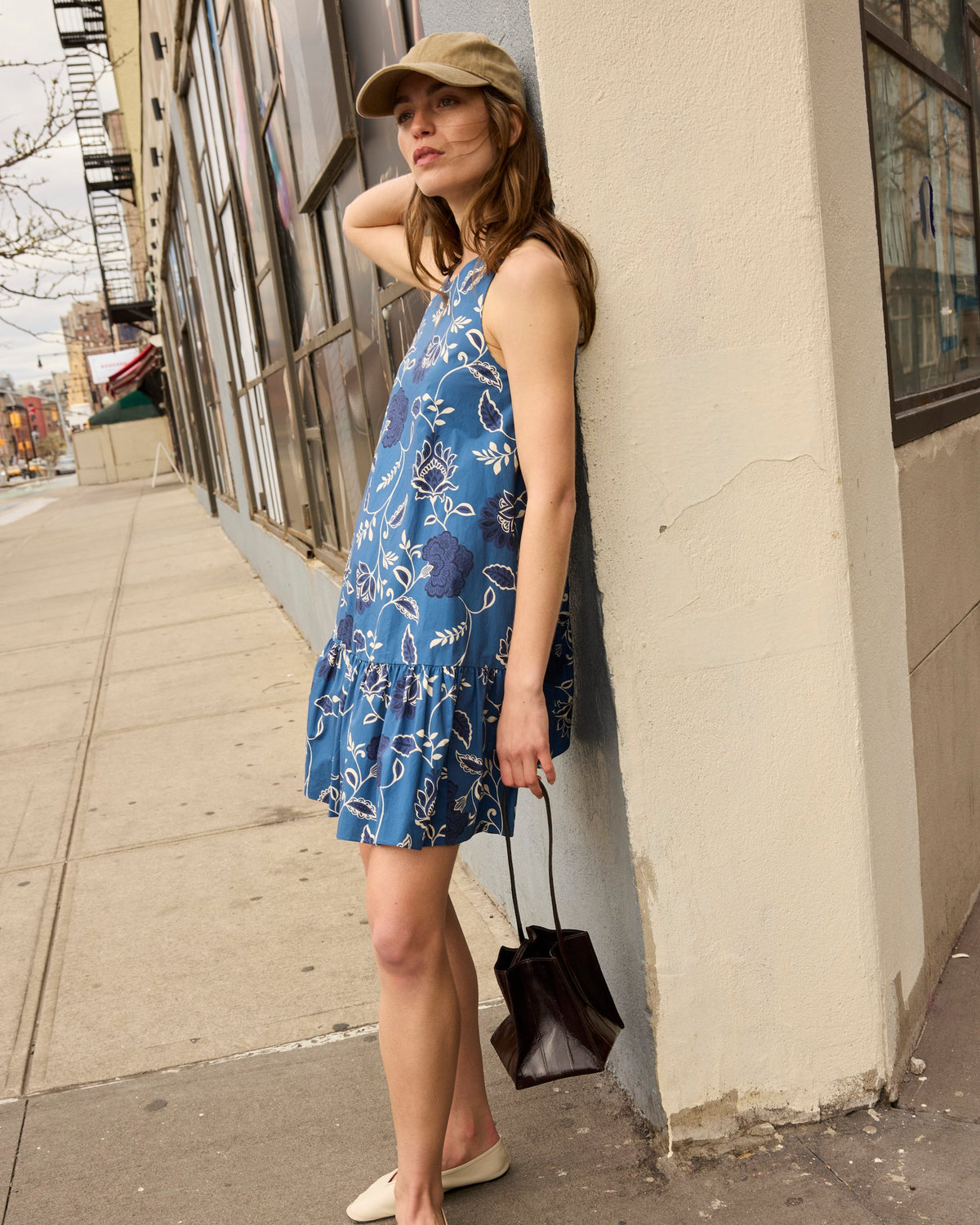 Jessie Dress in French Blue & Cream